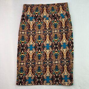 LuLaRoe Cassie Pencil Skirt Multicolor Paisley Stretch Made in USA